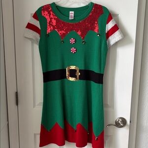 Holiday Time Green and Red Sequin Holiday Sweater